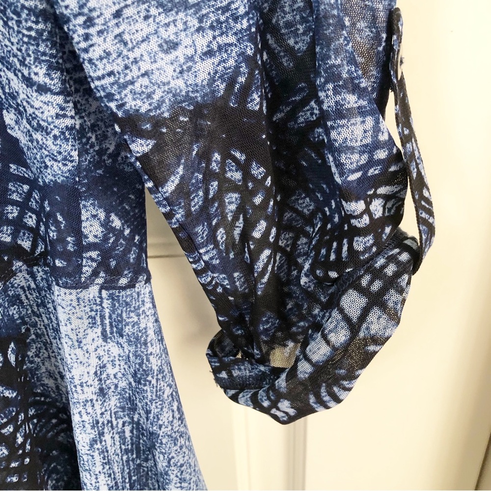 John Mark | Mesh Roll Tab Long Sleeve Blue Tunic Top Cardigan Large Coastal - Picture 9 of 15